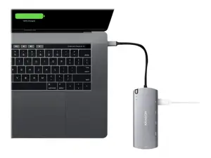 Axagon HMC-6M2 SUPERSPEED USB-C COMBO 6IN1 HUBMultiport USB 3.2 Gen 1 šakotuvas. SATA M.2, HDMI, Gigabit LAN ir Power Delivery. Kabelis USB-C 18 cm.