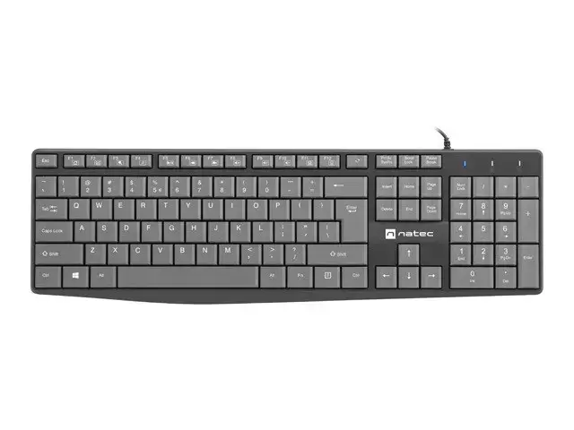 NATEC NKL-1507 "Natec" klaviatūra NAUTILUS SLIM, juoda/pilka, USB, JAV išdėstymas
