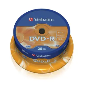 VERBATIM 25x DVD-R AZO 4,7GB 16x Spindle matinis sidabrinis paviršius