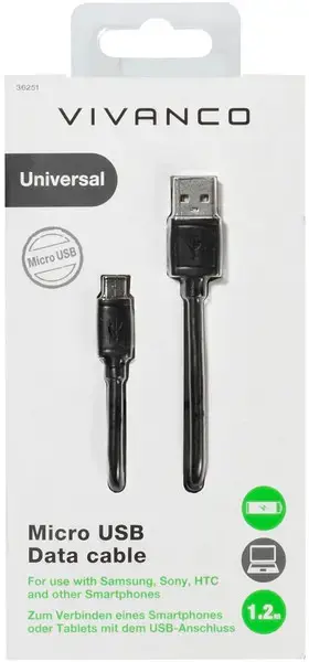 "Vivanco" kabelis microUSB - USB 2.0 1,2 m (36251)