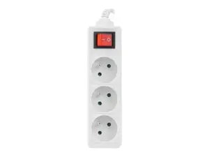 LANBERG PS1-03E-0300-W Lanberg 3M baltos spalvos LANTERGE CURVE 3X 230V PL su grandinės pertraukikliu, pilnas varis