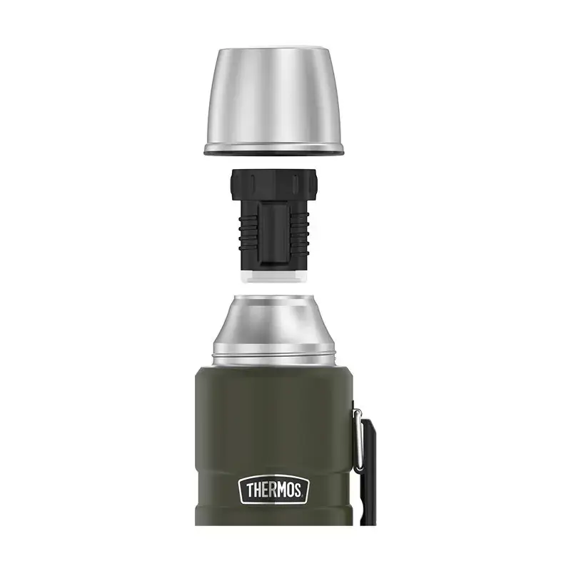 THERMOS 470 ml thermos flask with cup holder - army green