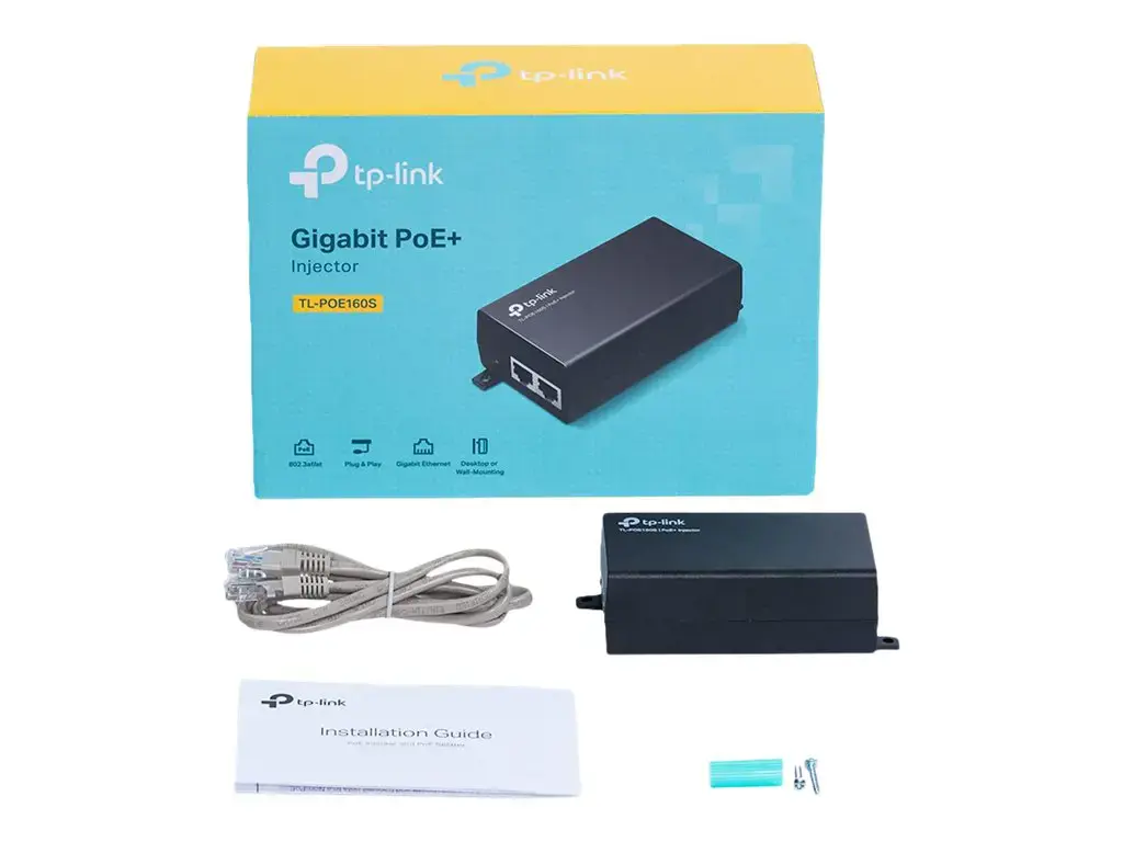 TP-Link PoE+ injektorius, Gigabit Ethernet, 10,100,1000 Mbps, IEEE 802.3ab, IEEE 802.3af, IEEE 802.3at, IEEE 802.3i, IEEE 802.3u, Cat3, Cat4, Cat5, Cat5e, juodas, 100 m