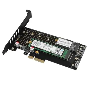 AXAGON PCEM2-DC PCI-E 3.0 4x - DUAL M.2 SSD (NVMe + SATA), dviguba įtampa, iki 110 mm SSD, ventiliatorius + radiatorius