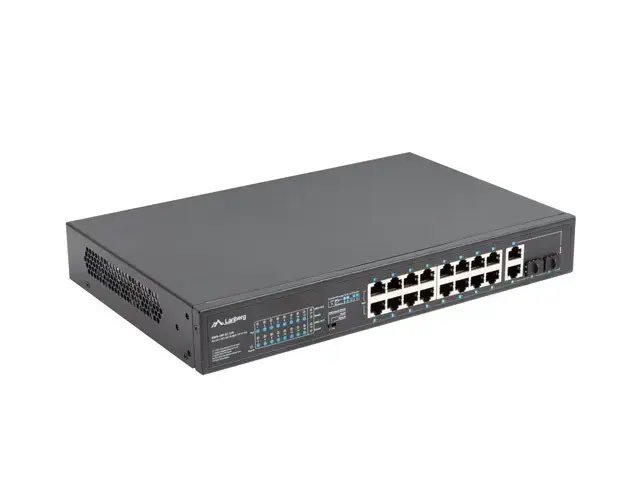 LANBERG RSFE-16P-2C-150 Komutatorius 16x 100Mb PoE+/2x Combo Gigabit 150W nevaldomas