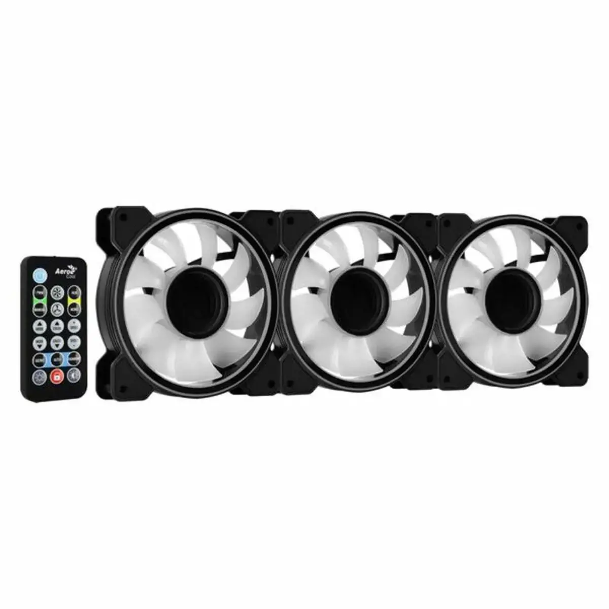 "Aerocool MIRAGE12PRO" komplektas 3xFan PC 12cm ARGB 6 kontaktų Hub Silent Black, Ventiliatorius, 12 cm, 1300 aps/min, 17,8 dB, 45,7 cfm, juodas