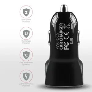 AXAGON PWC-QC5 automobilinis įkroviklis Smart 5V 2,4A + QC3.0, 30W, juodas