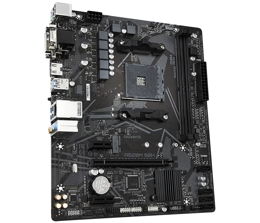 "Gigabyte A520M S2H", AMD, "Socket AM4", 3 kartos "AMD Ryzen™ 3", DDR4-SDRAM, 64 GB, DIMM