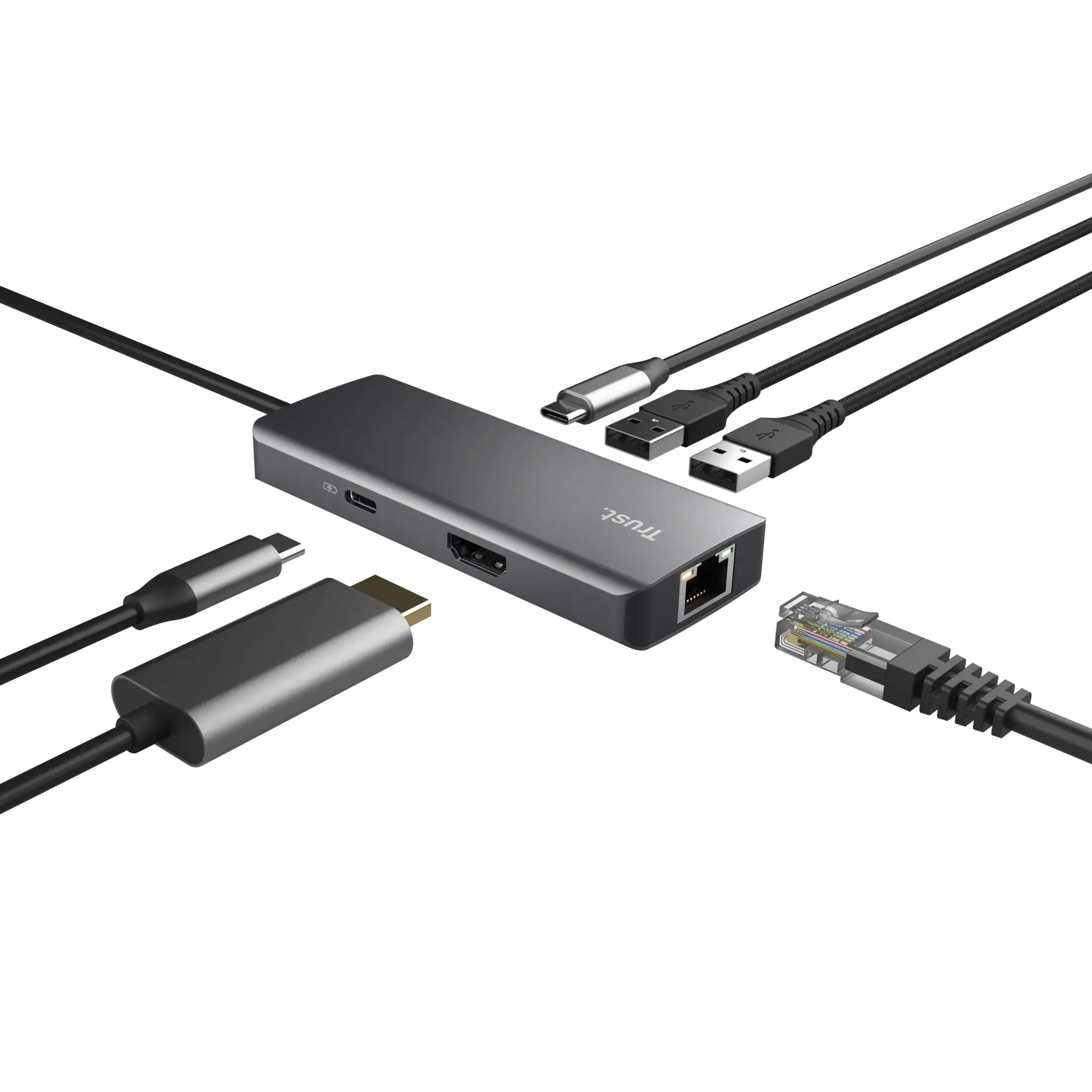 "Trust Dalyx", C tipo USB, USB 2.0, 1000 Mbit/s, 60 Hz, 3840 x 2160 pikselių, sidabrinė