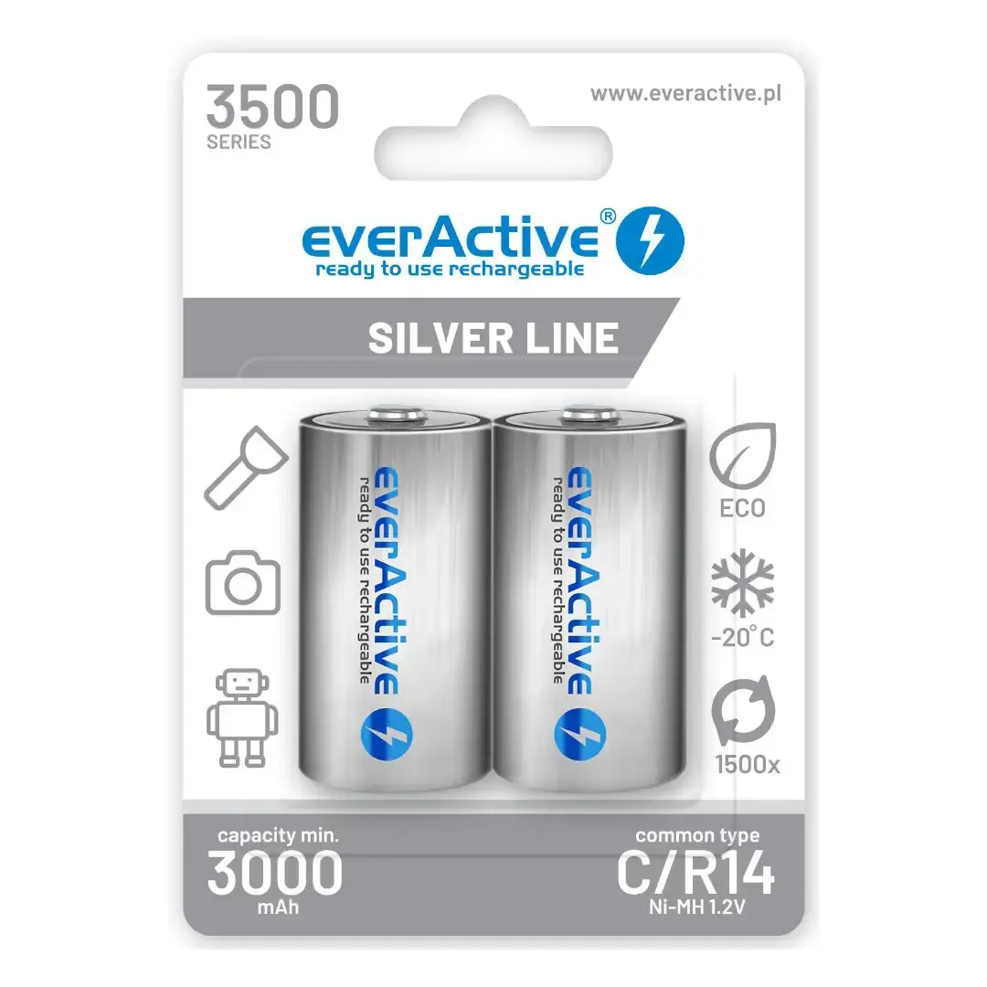 Įkraunamos baterijos everActive R14/C Ni-MH 3500 mAh paruoštos naudoti