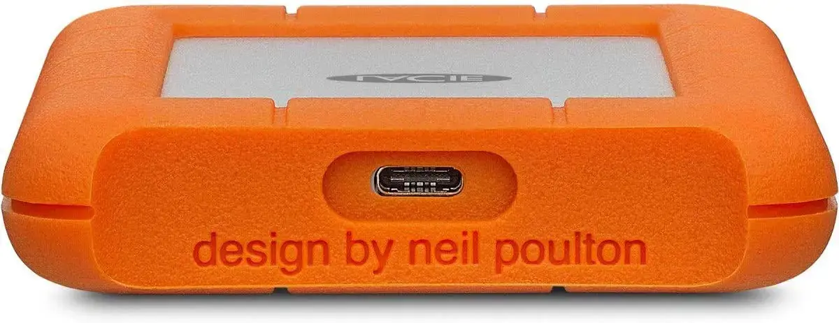 LACIE RUGGED 5TB USB-C USB3.0 Atsparus kritimui, sutraiškymui ir lietui, skirtas naudoti bet kokioje vietovėje, oranžinis