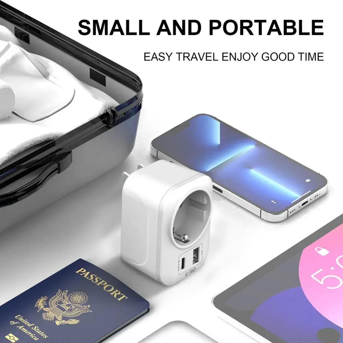 Tech-Protect travel adapter TA100 UK-EU, white