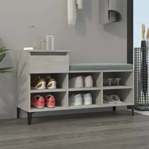 Spintelė batams, betono pilka, 102x36x60cm, apdirbta mediena