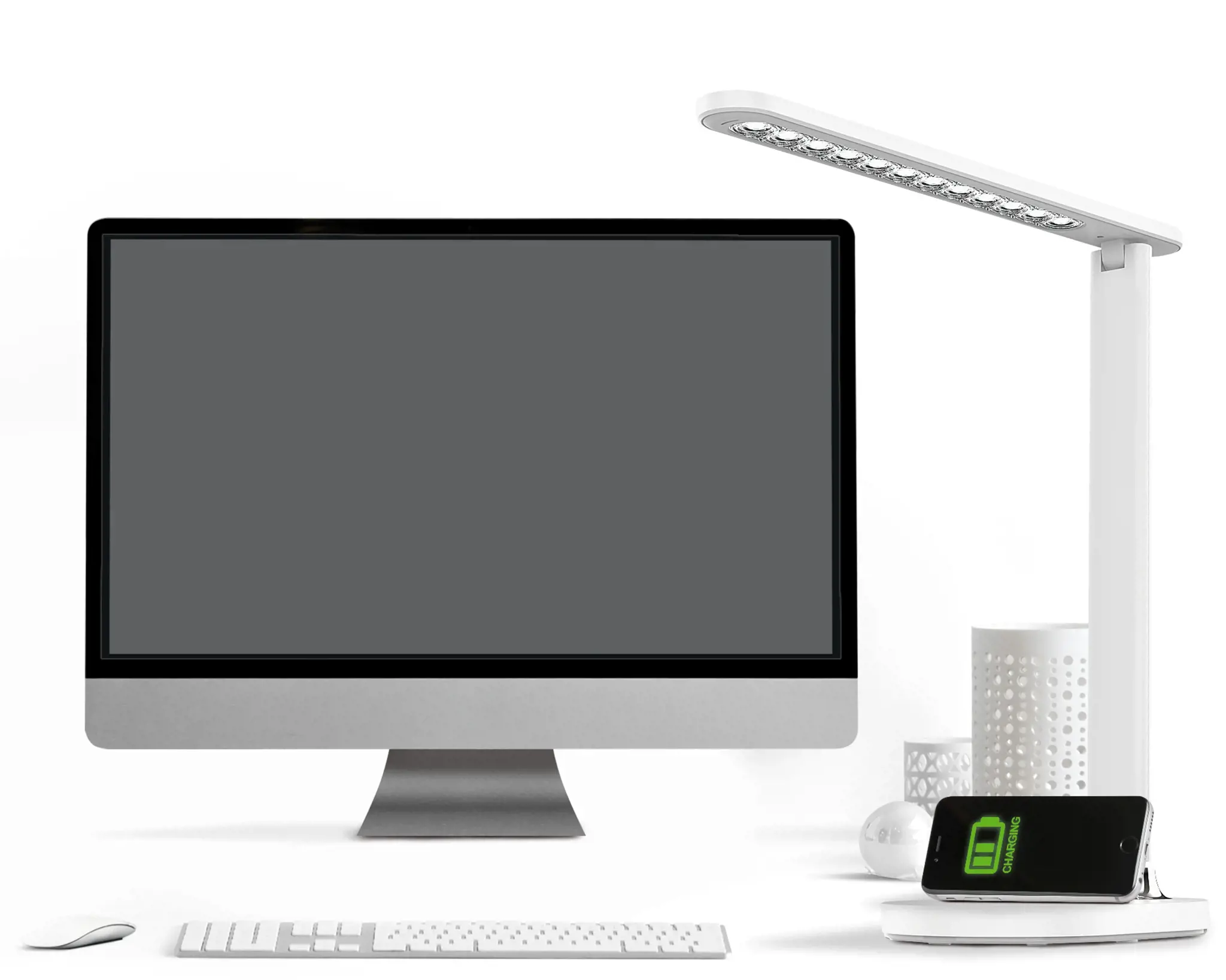 Platinet stalinė lempa su belaidžiu įkrovikliu PDL081W 18W QI, balta (45244)