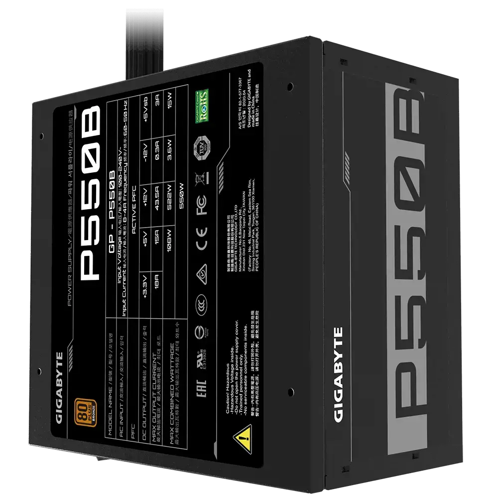 Maitinimo blokas GIGABYTE P550B, 550 W, 80 PLUS Bronze
