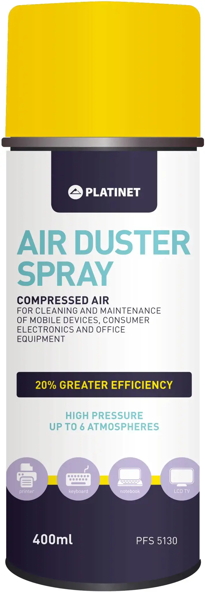 Platinet PFS5130 suslėgtas oras, skirtas visiems elektronikos ir namų prietaisų dulkių valymui, 400ml