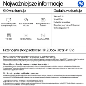 HP ZBook Ultra G1a Copilot+ PC AMD Ryzen AI Max PRO 385 Mobile workstation 35.6 cm (14") 2.8K touch…