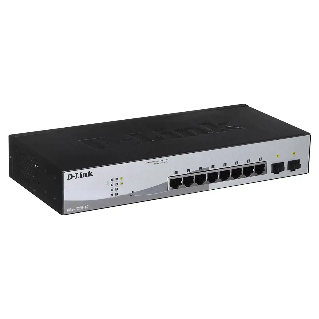 D-Link DGS-1210-10, Managed, L2, Gigabit Ethernet (10/100/1000), Full duplex, Rack mounting, 1U