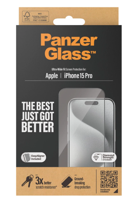 "PanzerGlass" ekrano apsauga "iPhone 2023 6.1 Pro" | Ultra-Wide Fit w. EasyAligner