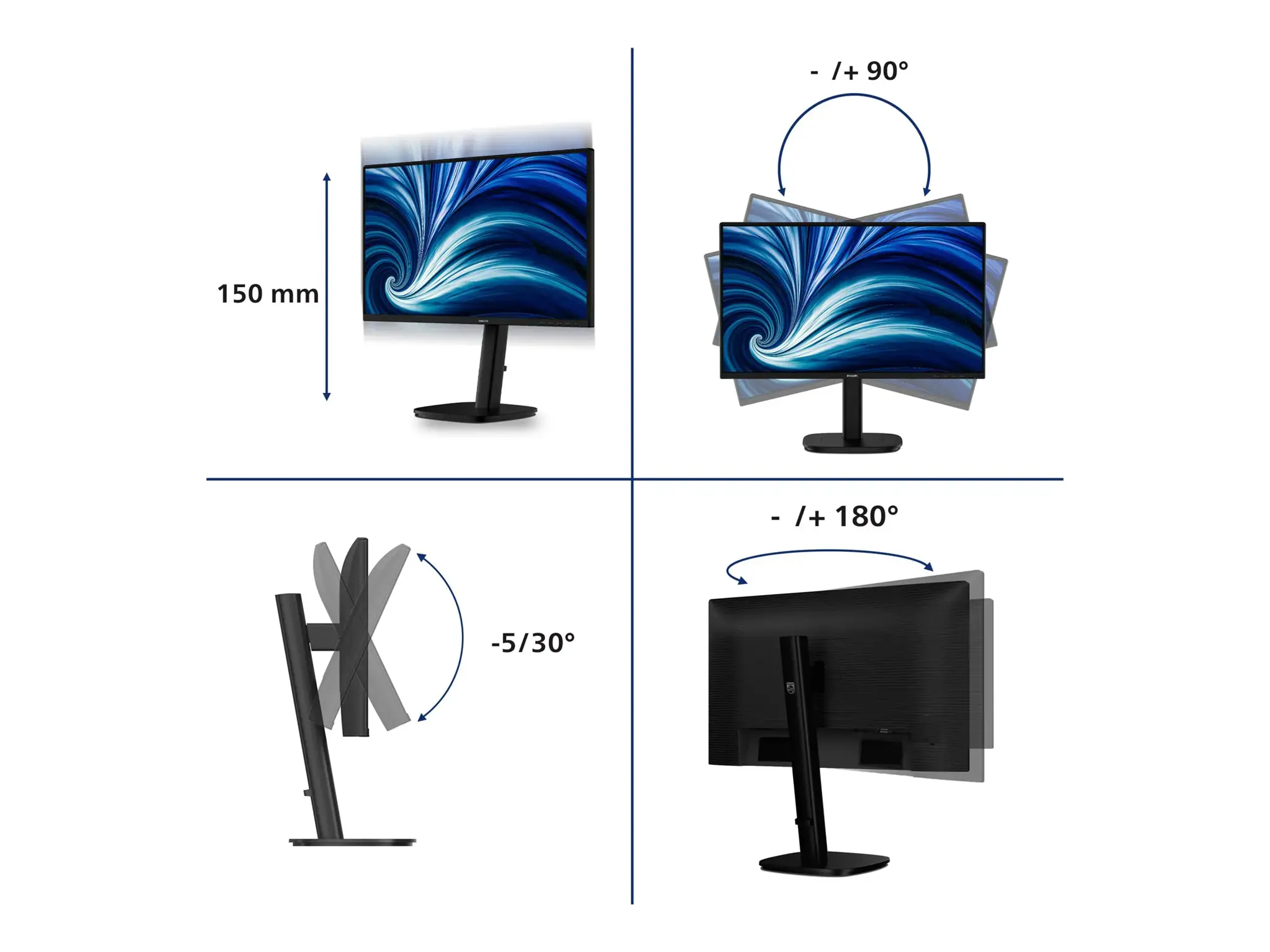 PHILIPS Business Monitor 24B2N3200A/00 IPS 24" IPS 1920x1080/16:9/4ms/350cd/m2/HDMI DisplayPort Audio Out