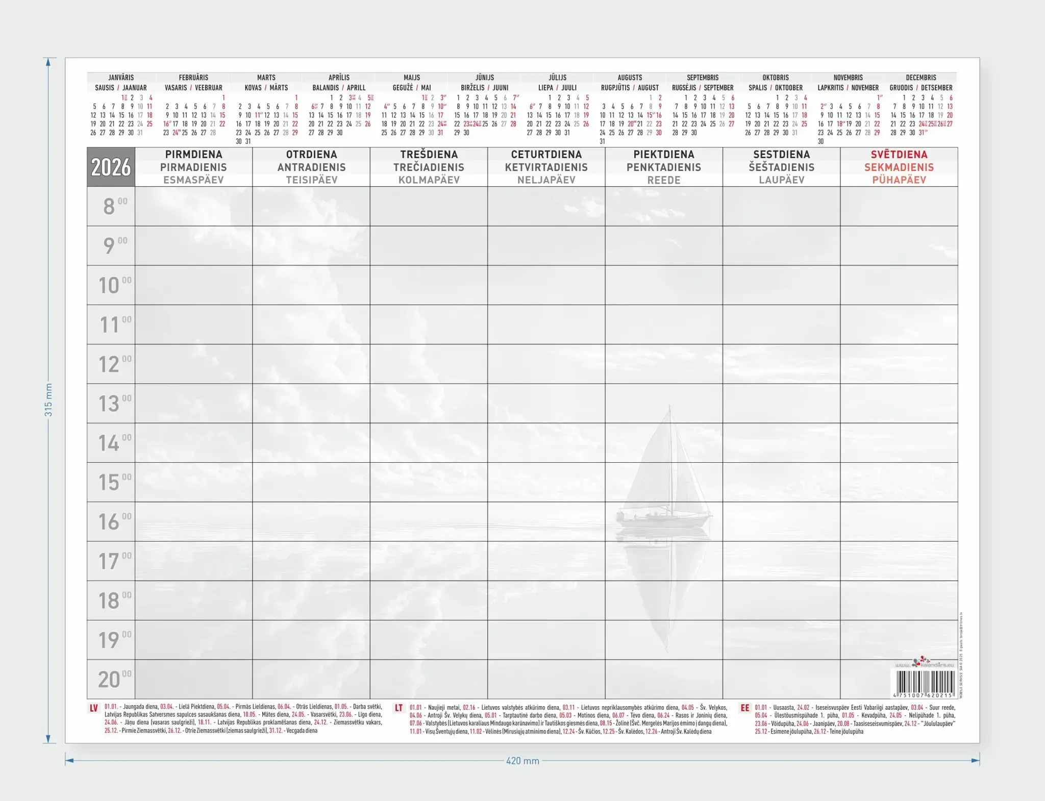Vidaus blokas kalendoriui MANAGER DAY 2026, A5