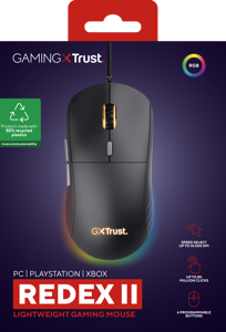 Trust GXT 925 REDEX II, Right-hand, Laser, USB Type-A, 10000 DPI, Black