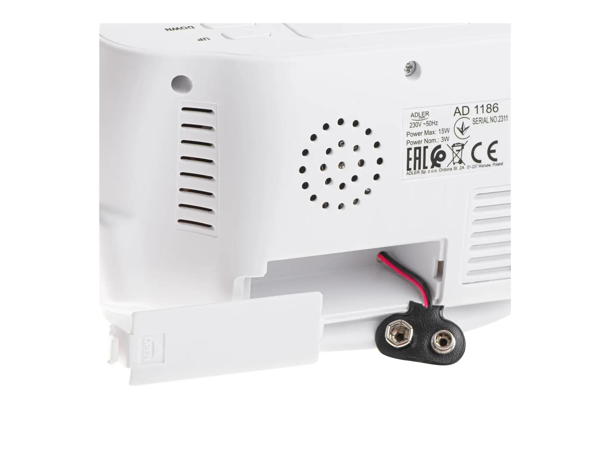 Adler AD 1186W alarm clock Digital alarm clock Black, White