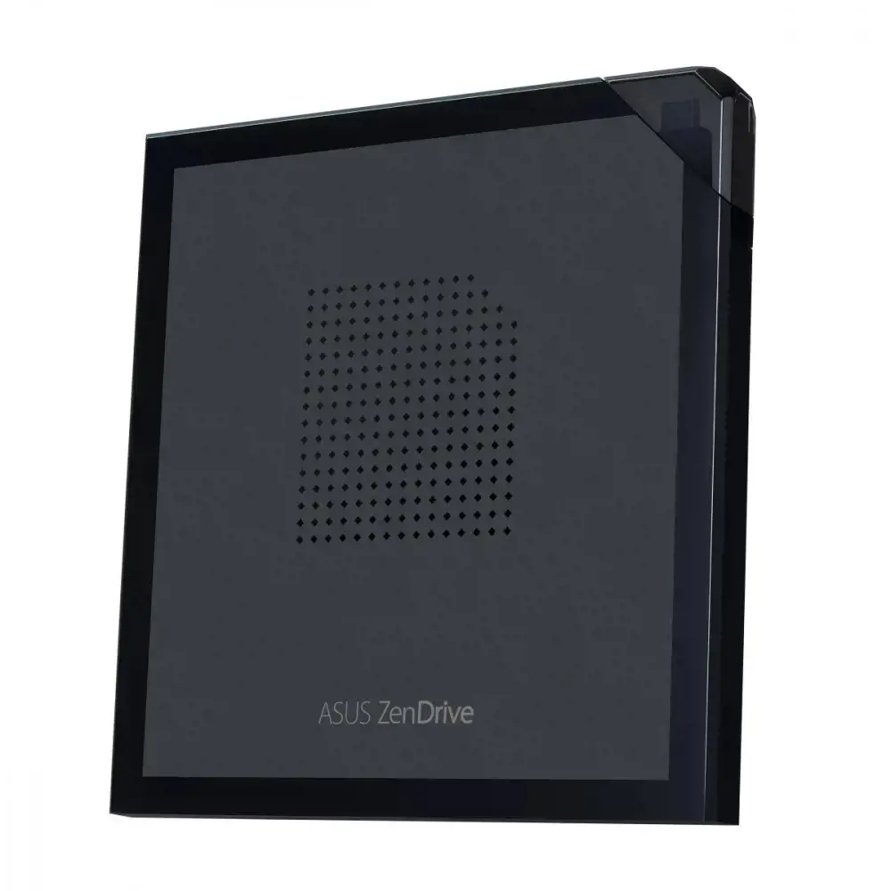ASUS ZenDrive V1M (SDRW-08V1M-U), juodas, priekinis, stalinis / nešiojamasis kompiuteris, DVD±RW, C tipo USB, CD-R, CD-ROM, DVD+R, DVD+R DL, DVD+RW, DVD-R, DVD-R DL, DVD-ROM, DVD-RW