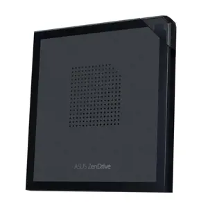 ASUS ZenDrive V1M (SDRW-08V1M-U), juodas, priekinis, stalinis / nešiojamasis kompiuteris, DVD±RW, C tipo USB, CD-R, CD-ROM, DVD+R, DVD+R DL, DVD+RW, DVD-R, DVD-R DL, DVD-ROM, DVD-RW