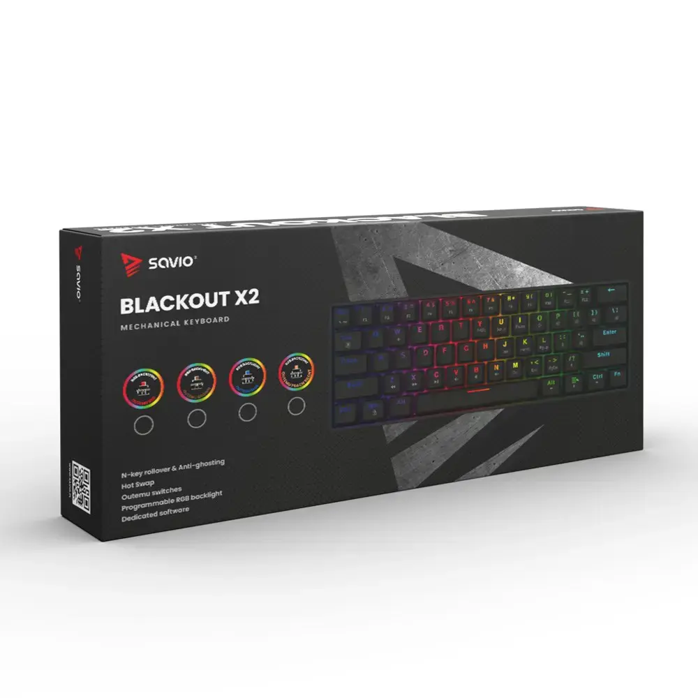 SAVIO BLACKOUT X2 Mechanical Keyboard OUTEMU Red, Hot Swap