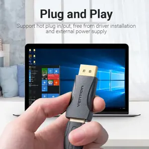 "Vention" "DisplayPort" vyriškos ir HDMI moteriškos lyties adapteris, juodas, "DisplayPort", HDMI, juodas