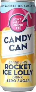Gazuotas gaivusis gėrimas CANDY CAN, apelsinų, aviečių ir ananasų skonio, su saldikliais, 0.33l D