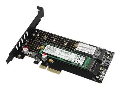 AXAGON PCEM2-D PCI-E 3.0 4x - DUAL M.2 SSD (NVMe + SATA), dviguba įtampa, iki 110 mm SSD