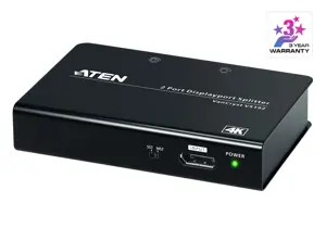 ATEN 2 prievadų 4K DisplayPort 1.2a skirstytuvas, DisplayPort, 2x DisplayPort, 4096 x 2160 taškų, juodas, metalinis, 4K Ultra HD