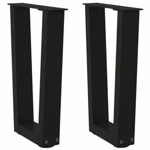 Kavos staliuko kojelės, V formos, 2 vnt., juodos, 28x(42-43,3) cm, plienas