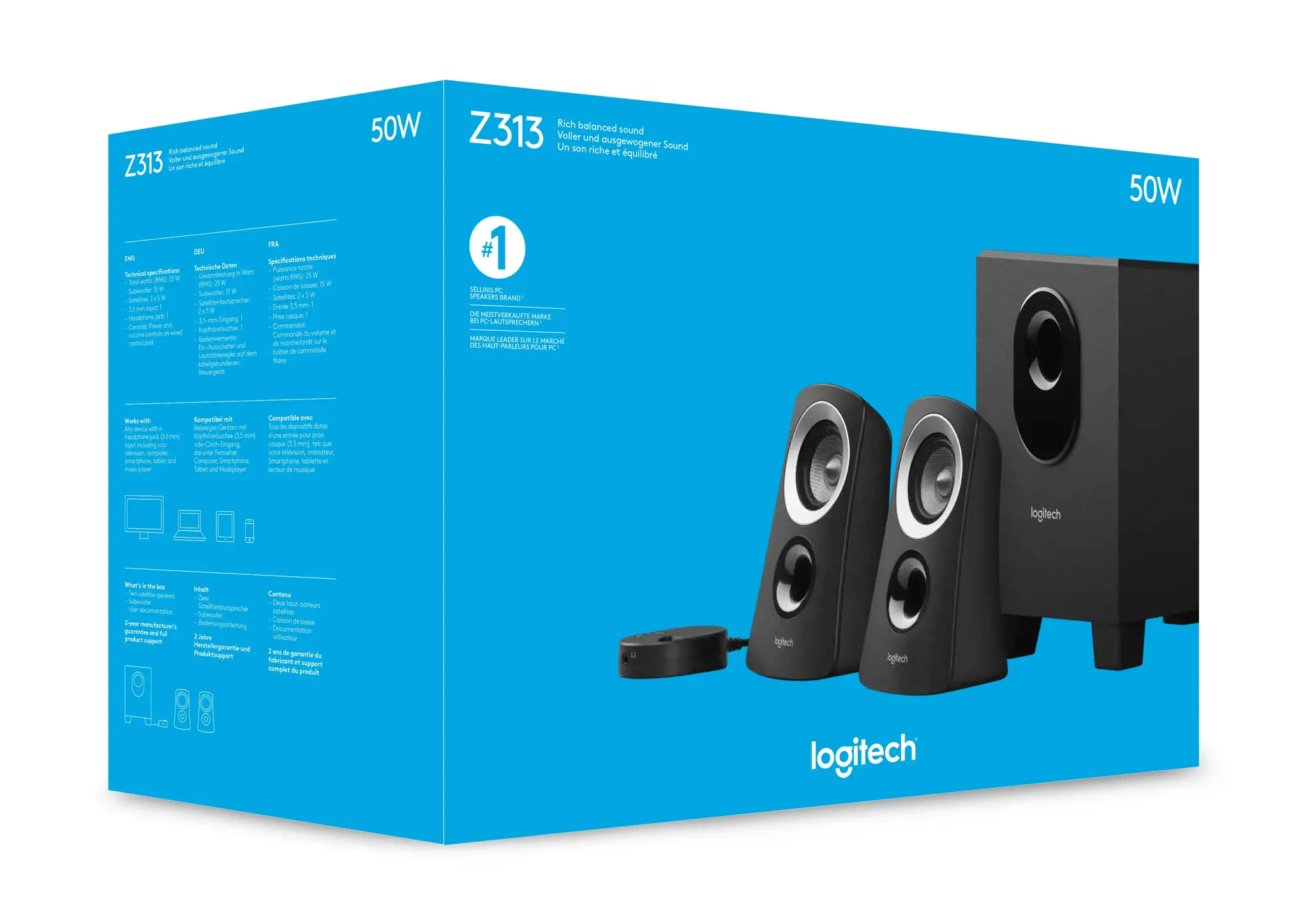 LOGITECH Z313 garsiakalbiai 2.1 juodi