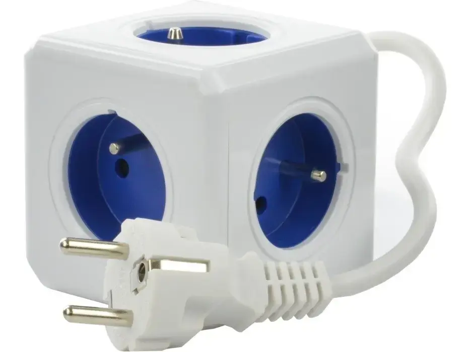 "Allocacoc PowerCube Extended Type E" maitinimo ilgintuvas 1,5 m 5 kintamosios srovės lizdai Vidinis mėlynas