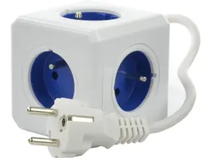 "Allocacoc PowerCube Extended Type E" maitinimo ilgintuvas 1,5 m 5 kintamosios srovės lizdai Vidinis mėlynas