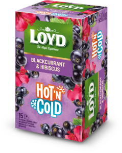 Vaisinis arbatos gėrimas LOYD HOT&COLD juodųjų serbentų ir hibisko skonio, 15x2 g