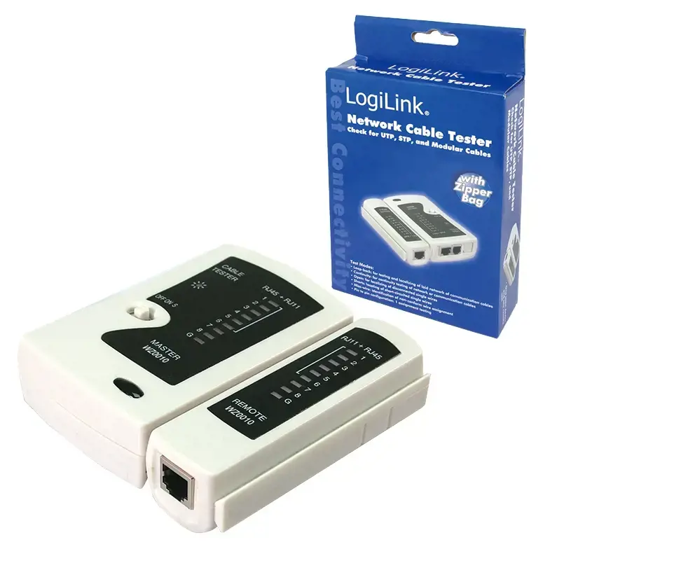 LOGILINK WZ0010 LOGILINK - RJ11, RJ12 ir RJ45 jungčių kabelių testeris su nuotoliniu įrenginiu