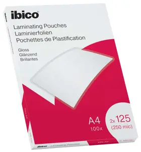 Laminavimo vokeliai Ibico, A4, 216x303 mm, 125 mik., blizgūs, 100 vnt.