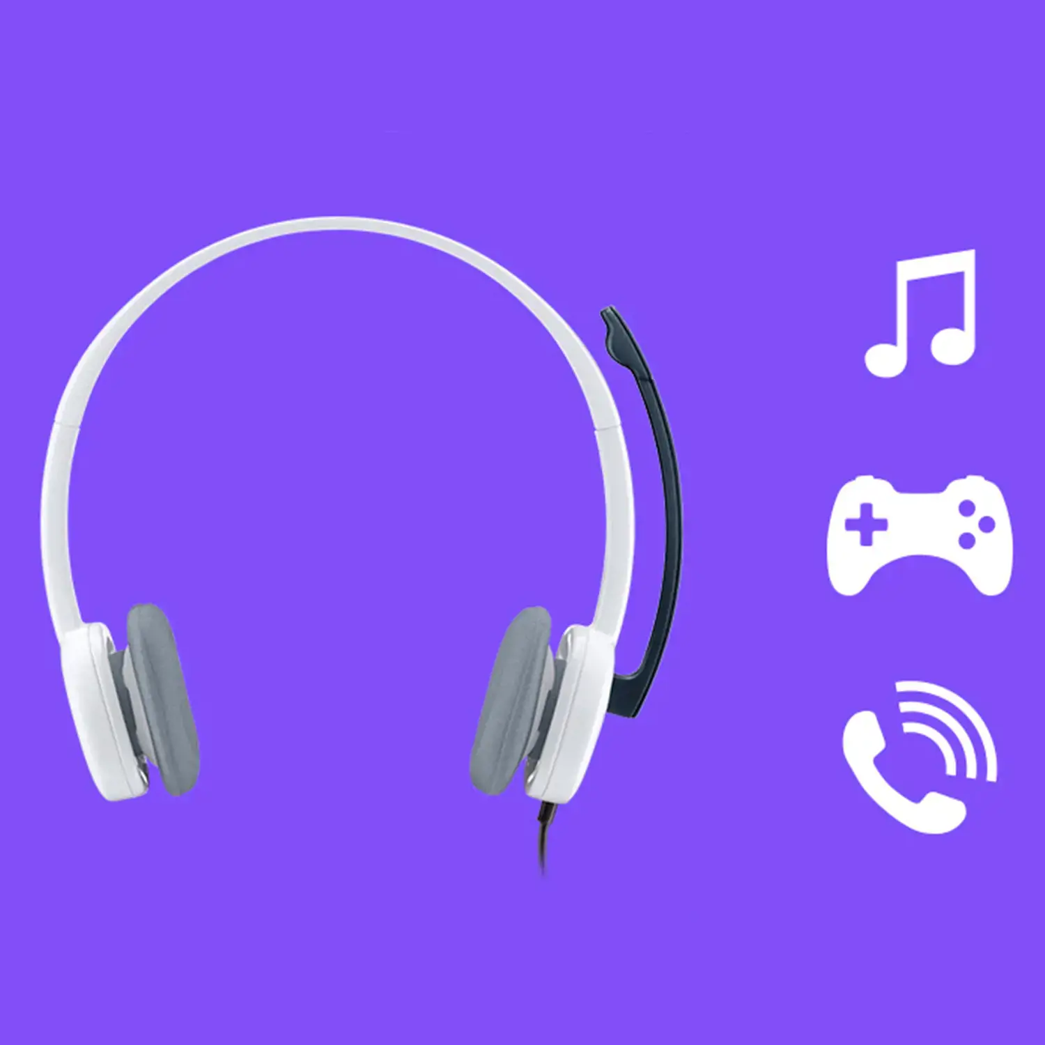 "Logitech H150" stereofoninės ausinės, laidinės, biurui / skambučių centrui, 20-20000 Hz, 80 g, ausinės, baltos spalvos