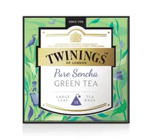 TWININGS žalioji arbata piramidės maišeliuose Pure Sencha,15 pak.