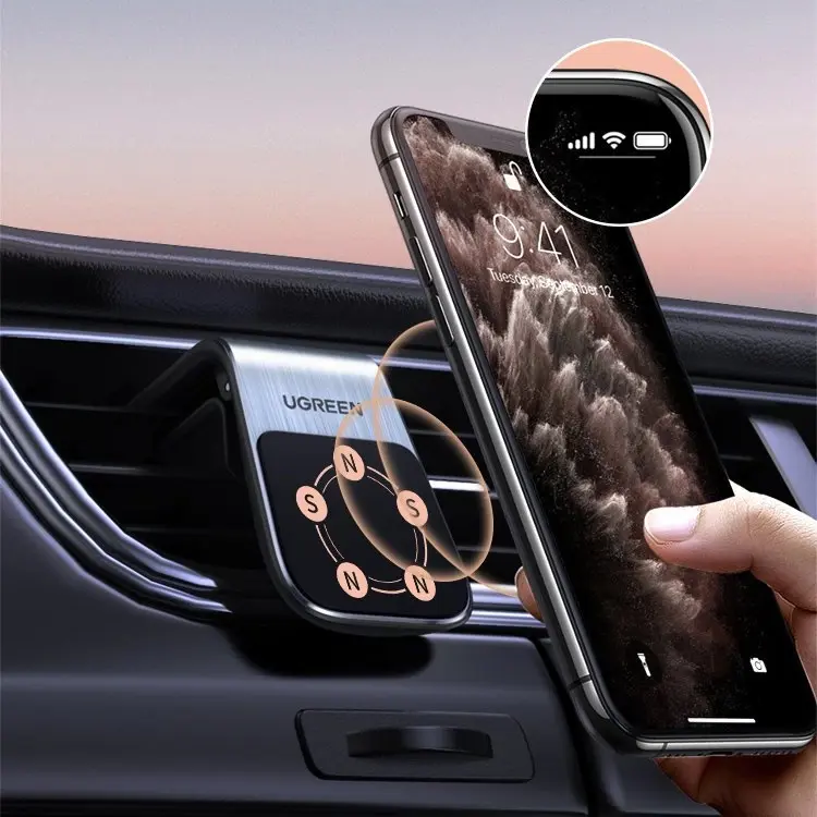 Ugreen 80712B, Mobile phone/Smartphone, Passive holder, Car, Aluminium, Black