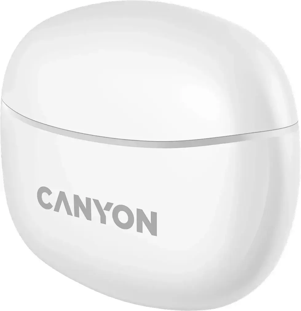 "Canyon" TWS-5 "Bluetooth" ausinės su mikrofonu, BT V5.3 JL 6983D4, dažnių diapazonas: 20Hz-20kHz, baterija "EarBud" 40mAh*2+įkrovimo dėklas 500mAh, C tipo laido ilgis 0,24 m, dydis: 58,5*52,91*25,5 mm, 0,036 kg, baltos spalvos