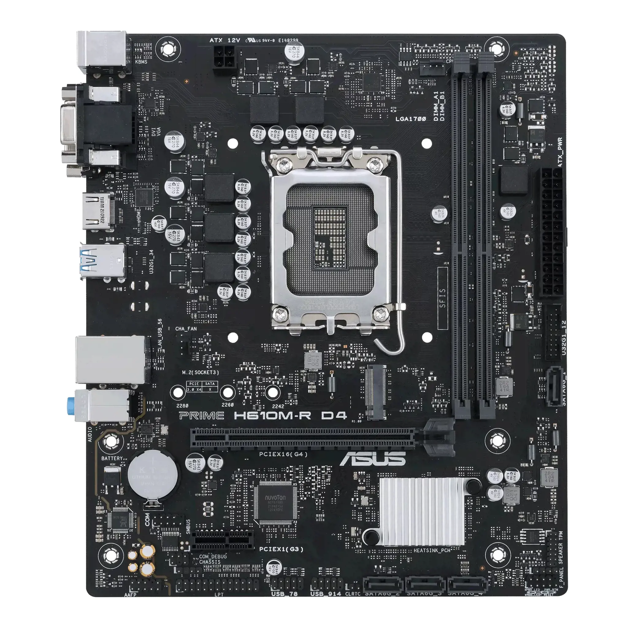 ASUS PRIME H610M-R D4, "Intel", LGA 1700, "Intel® Celeron®", "Intel® Core™ i3", "Intel® Core™ i5", "Intel® Core™ i7", "Intel® Core™ i9", "Intel Pentium G", LGA 1700, DDR4-SDRAM, 64 GB