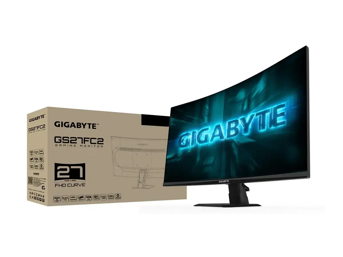 GIGABYTE GS27FC2 27" FHD Curved Gaming Monitor - 1920 x 1080, 240Hz, 1, 350 cd/m², HDR Ready, HDMI 2.0, Displayport 1.4