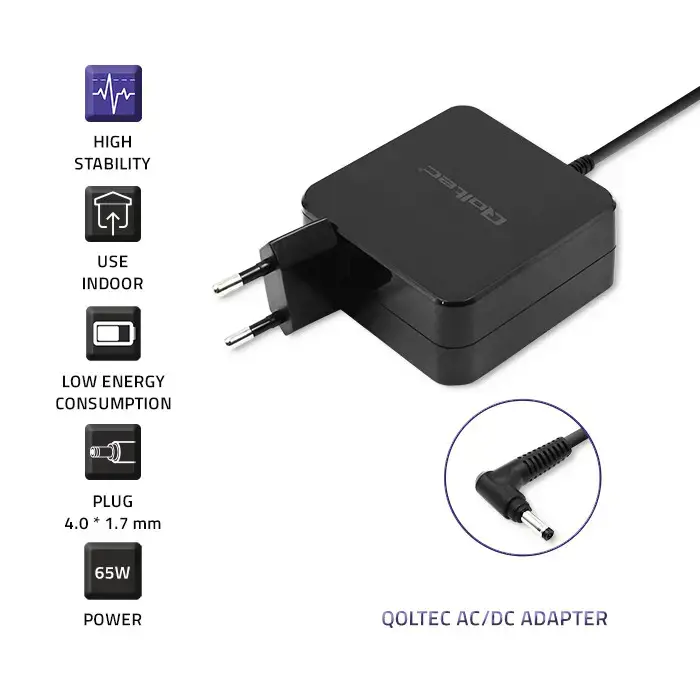 QOLTEC 51751 Nešiojamojo kompiuterio kintamosios srovės maitinimo adapteris Qoltec Huawei 65W 19V 3.42A 4.0 1.7