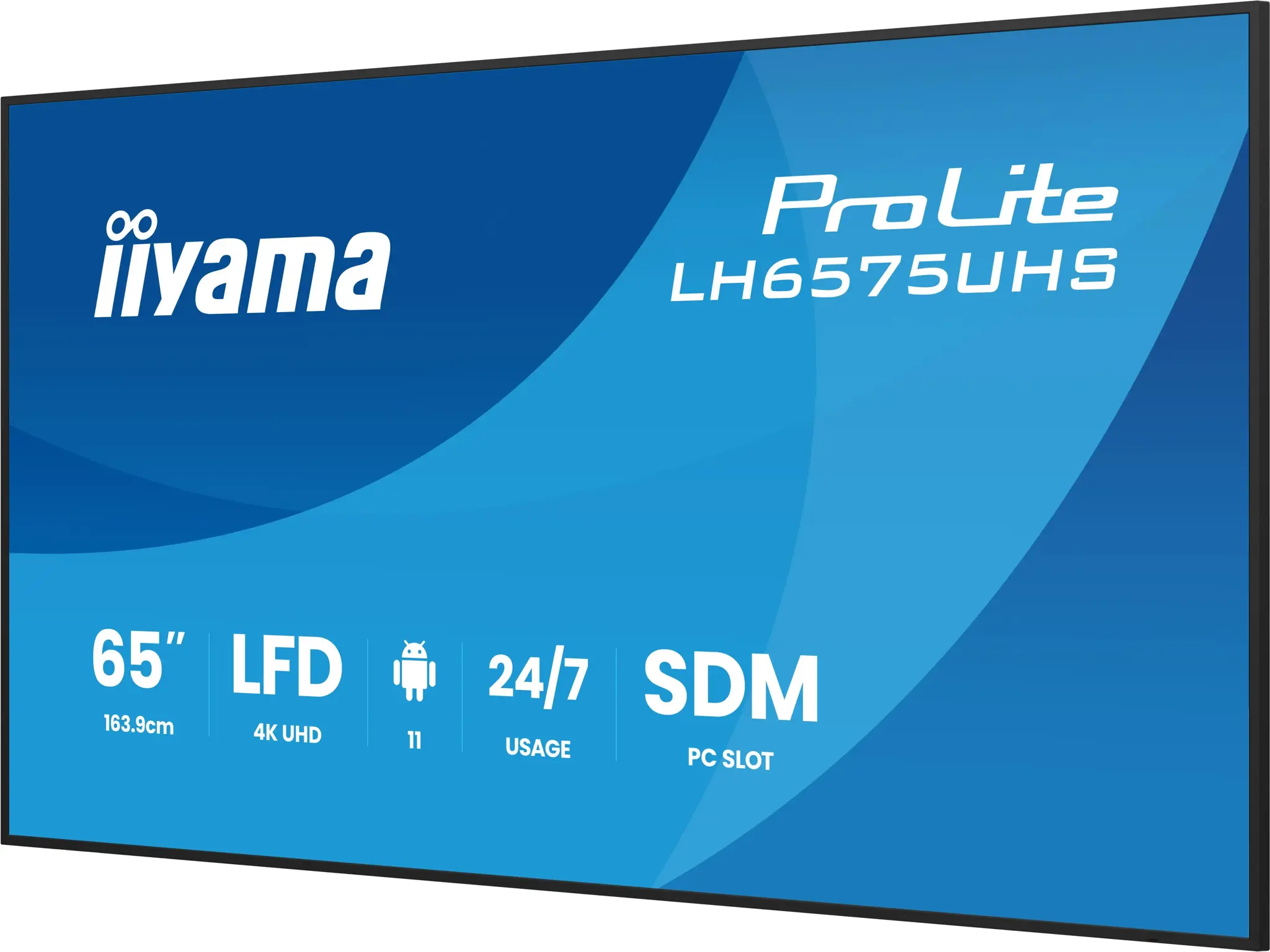 LH6575UHS-B2AG 65" 4K UHD Professional Digital Signage 24/7 display featuring Android OS, FailOver and Intel® SDM slot