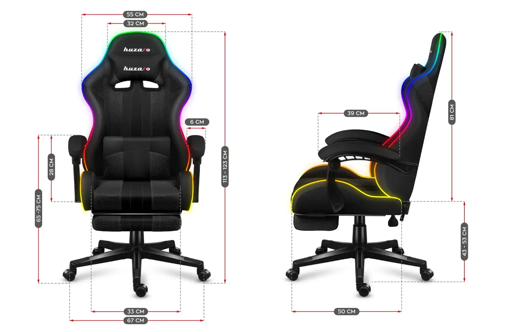 "HUZARO FORCE 4.7 RGB MESH" ŽAIDIMŲ KĖDĖ